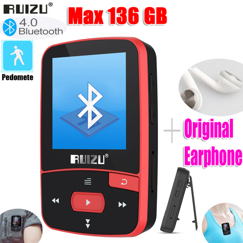 Nueva llegada Original RUIZU X50 del deporte Bluetooth MP3 reproductor de 8gb Mini Clip pantalla con compatibilidad con FM grabación... e-book reloj podómetro ► Foto 1/6