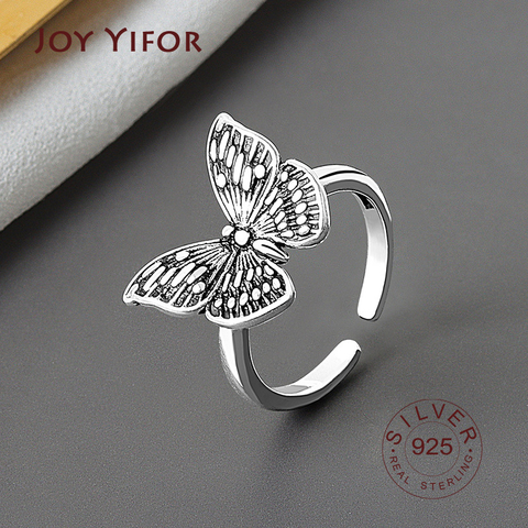 Anillo ajustable geométrico con forma de mariposa para mujer, joyería fina minimalista, Plata de Ley 925 auténtica, regalo de fiesta ► Foto 1/6