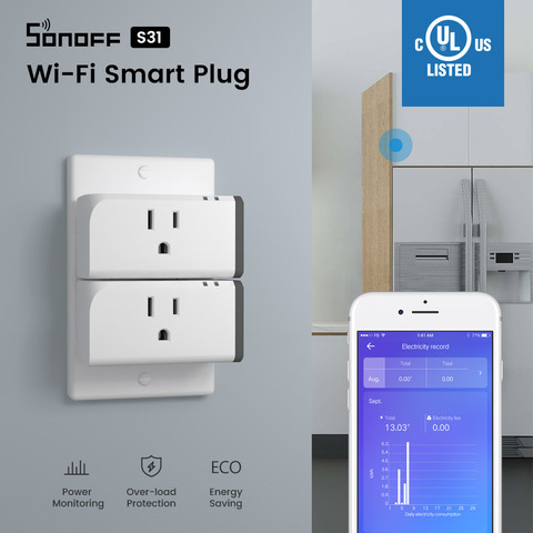 1/2/3/4 Uds Itead SONOFF S31 nos 15A Wifi inteligente del zócalo con Monitor de energía por e-WeLink Control de salida inteligente Wifi en casa interruptor de enchufe ► Foto 1/6