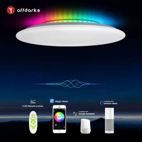 OFFDARKS-lámpara de techo inteligente para cocina, sala de estar y dormitorio, control por voz por WIFI, RGB, atenuación, control remoto ► Foto 1/6