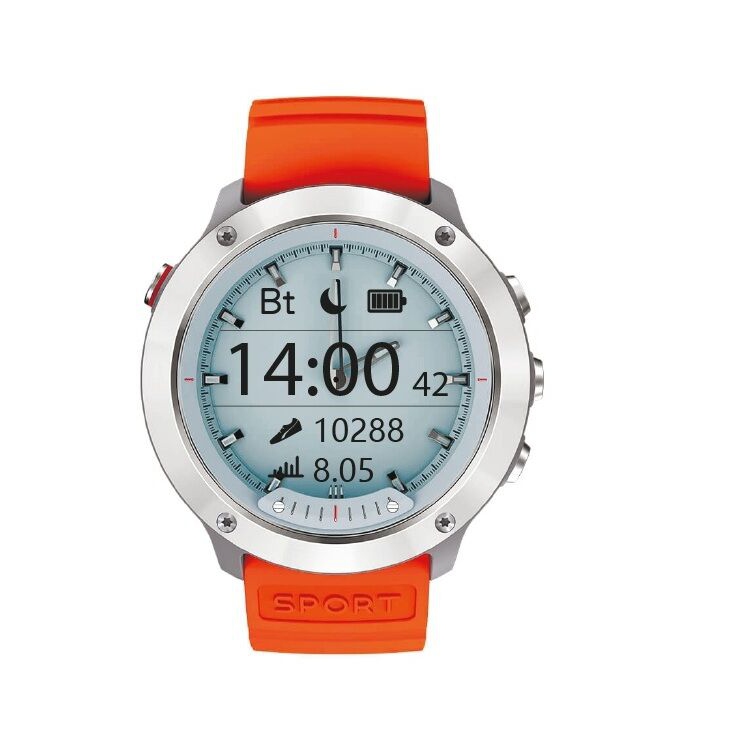 Reloj inteligente GEOZON G-SM03SVR plata híbrida (correa negra + naranja) ► Foto 1/1