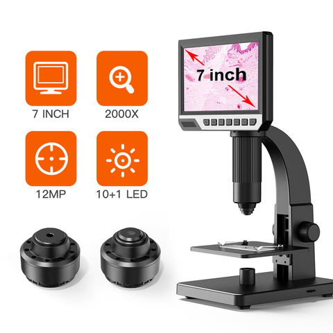 Microscopio Digital de 7 pulgadas para soldadura electrónica, lupa de amplificación continua Industrial con USB, 2000X ► Foto 1/6