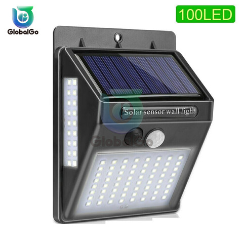 100LED luz Solar de calle al aire libre lámpara Solar PIR Sensor de movimiento luz de pared impermeable de energía Solar luces para la piscina del jardín ► Foto 1/6