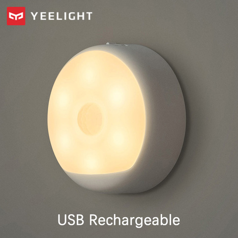 Yeelight-Lámparas de noche con Sensor de movimiento, luz LED nocturna recargable por USB, luz infrarroja amarilla cálida magnética con ganchos de detección de movimiento ► Foto 1/6