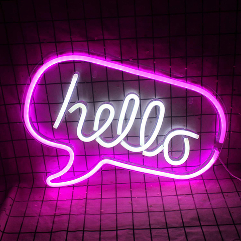 Hello Neon-cartel LED, papel tapiz de tienda, lámpara de neón alimentada por USB de 5V, iluminación interior, decoración de pared, luz de neón ► Foto 1/1