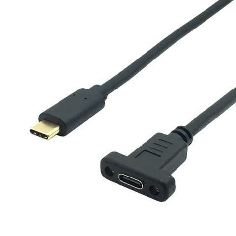 Adaptador USB, USB tipo C Cable de extensión Cable de datos USB 3,1 Cable de Video USB-C extensor macho a hembra conector de Cable con Panel con tornillos de montaje en apantallado ► Foto 1/5