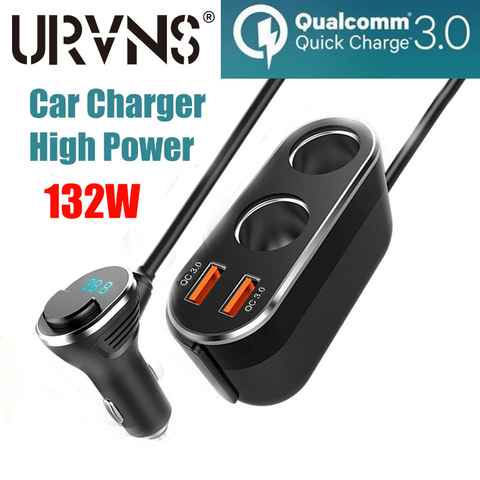 URVNS-enchufe de encendedor de coche 120W, cargador divisor, USB Dual, carga rápida QC 3,0, enchufe adaptador de corriente de 36W, pantalla Digital ► Foto 1/6