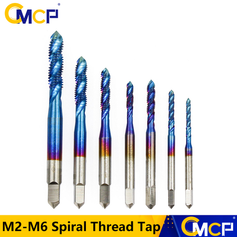 Grifo de rosca en espiral HSS para perforación de Metal, llave con recubrimiento azul Nano, M5, M2, M2.5, M3, M3.5, M4, M6, 1 unidad ► Foto 1/6