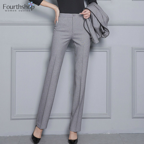S-5XL-Pantalones formales para mujer, ropa de trabajo de negocios, recta, de talla grande, color negro, 4XL, otoño e invierno, 2022 ► Foto 1/6
