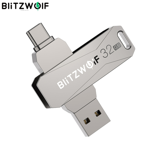 BlitzWolf-BW-UPC2 2 en 1, tipo C, USB 3,0, transmisión ultraligera, rotación de 360 °, aleación de Zinc, 32GB 64GB, admite unidad Flash de USB OTG ► Foto 1/6