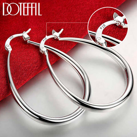 Pendientes de aro circular de plata Lisa DOTEFFIL 925 para mujer, el mejor regalo, amuleto de moda, joyería de boda de alta calidad ► Foto 1/6