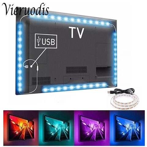 5V tira de luz LED TV retroiluminación USB 2835 SMD HDTV 1M 2M 3M 5M cinta lámpara de diodo de PC Flexible escritorio pantalla RGB luz decorativa de hogar ► Foto 1/1