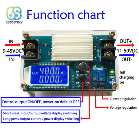 Módulo de fuente de alimentación de corriente constante, CC, CV, 9-45V, 5A, fuente de alimentación regulada ajustable ► Foto 1/3