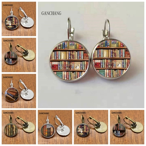 Pendientes retro para libros y fotos, joyería para amantes, regalos para libra, estudiantes, profesores, regalos para empollón ► Foto 1/6