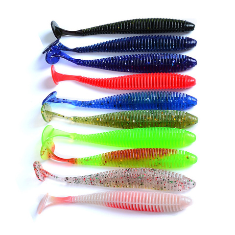 Señuelo suave Artificial para Pesca, cebo de goma de silicona, cabeza de anzuelo, gusano Swimbaits Shad, Japón, 2,4g/8,5 cm, 10 Uds. ► Foto 1/6