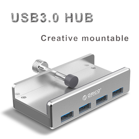 HUB USB 3,0 para escritorio de mesa de Monitor, HUB de aluminio con 4 puertos extendidos, compatible con carga de energía, transmisión de 5Gbps ► Foto 1/6