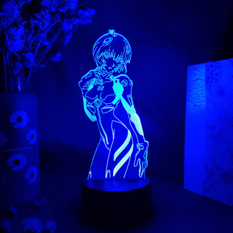 Figura de Anime de EVA Ayanami Rei, lámpara de arte Manga, decoración del hogar, luz nocturna 3D LED hacia arriba, decoración de cabecera, regalo de cumpleaños Otaku ► Foto 1/6