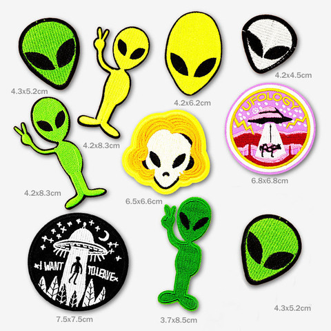 Quiero dejar ALIEN UFO insignias planchar parches parche de ropa bordado apliques ropa costura artículos decorativos ► Foto 1/3