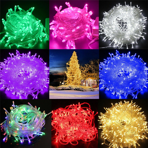 Guirnaldas de luces LED impermeables, decoración de Navidad, boda, vacaciones, AC 100 V, enchufe de la UE, 10M, 20M, 30M, 50M, 220 M ► Foto 1/6