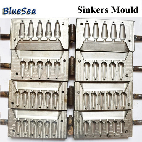 BlueSea 10g a 100g gotitas de agua pesas de plomo moldes de pesca ovalado Split Shot plomo Sinkers moldes ► Foto 1/3