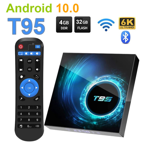 Original T95 caja de TV Android 10,0 Youtube HD 6K Android TV Box Google Asistente de voz de TTVXO Dispositivo de TV inteligente Android 10 ► Foto 1/6