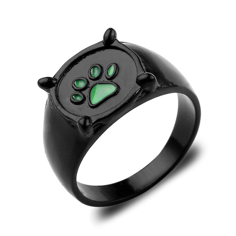 GTQ-Anillo Verde con estampado de mariquita y gato Noir, joyería de moda, regalo de Navidad para hombre y mujer ► Foto 1/5