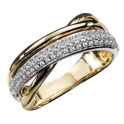 Huitan-anillo cruzado de dos tonos para mujer, accesorio elegante para uso diario, joyería elegante para fiesta de baile ► Foto 1/1