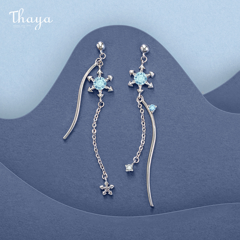 Thaya-pendiente de nieve Chapado en plata para mujer, colgante de gota de cristal azul, abalorios de Color plateado, series de temporada, regalo de moda, joyería fina ► Foto 1/6