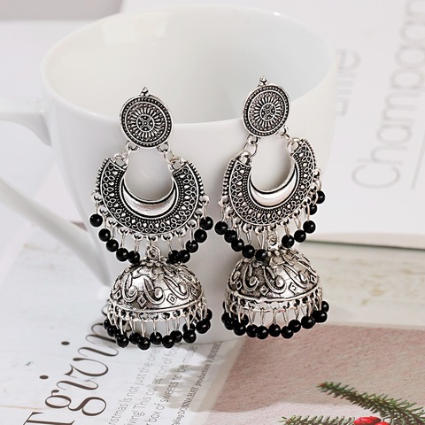 Pendientes de estilo bohemio con cuentas estilo turco para mujer, aretes de estilo Retro con campanas turcas, estilo indio Jhumka ► Foto 1/6