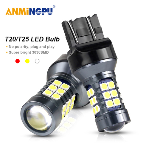 ANMINGPU 2x lámpara de señal T20 Led 7443 W21/5W W21W 7440 Led Canbus 3030SMD T25 3157 P27/7W Led 3156 P27W estacionamiento luces de marcha atrás ► Foto 1/6