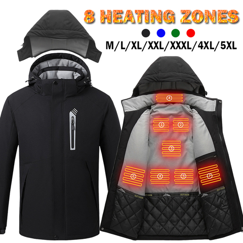 Chaqueta con calefacción eléctrica inteligente para deportes al aire libre, con tapa y M-5XL abrigo de invierno, USB, chaleco de calefacción de 8 áreas ► Foto 1/6