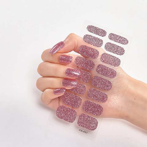 Pegatinas para uñas, Serie de purpurina, lentejuelas en polvo, pegatinas de belleza para uñas completas, pegatinas lisas, pegatinas para salón de mujeres, tiras para uñas ► Foto 1/6