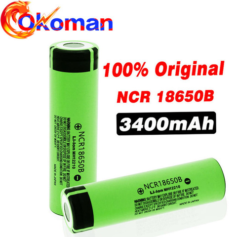 100% nuevo 18650 batería 3400mah 3,7 v batería de litio para NCR18650B 3400mah adecuado para batería de linterna ► Foto 1/6