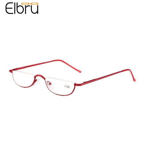 Elbru-gafas de lectura pequeñas de medio Marco, ultraligeras, de primavera, portátiles, personalidad, a la moda, para presbicia, Unisex ► Foto 1/5