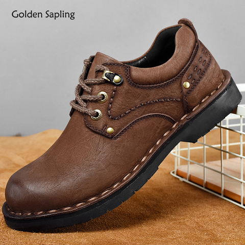 Golden Sapling-zapatos de Estilo Vintage para hombre, calzado informal cómodo con plataforma y diseño de costura a la moda ► Foto 1/6