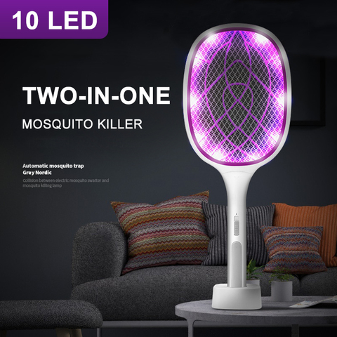 Lámpara antimosquitos 2 en 1 para el verano, matamoscas eléctrico recargable por USB, trampa para insectos, 10 LED, 3000V ► Foto 1/6