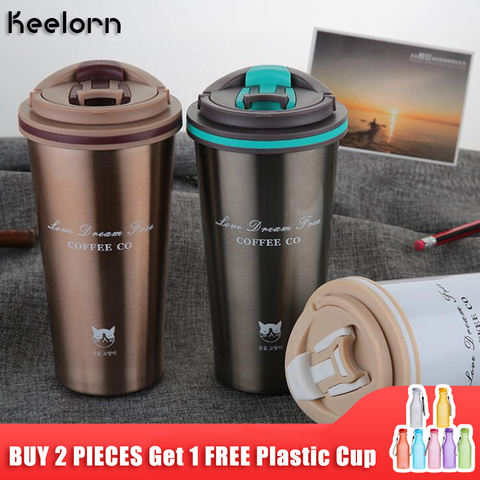 Keelorn 500ML termo taza de café con tapa termotaza sello Acero inoxidable aspiradora termo taza para el agua del coche botellas ► Foto 1/6