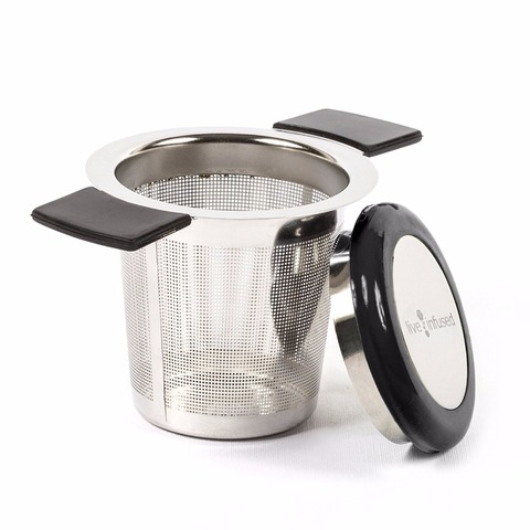 Premium Infusor de té de Brew-en-taza de acero inoxidable con asas para remojo té de hoja suelta tapa incluido ► Foto 1/1