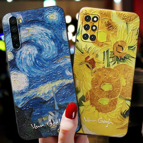 3D arte teléfono carcasa para OnePlus 8 Pro Nord de la cubierta del caso para Fundas uno más 8Pro 8 Pro Nord caso Coque de girasol lindo Fundas negras ► Foto 1/6