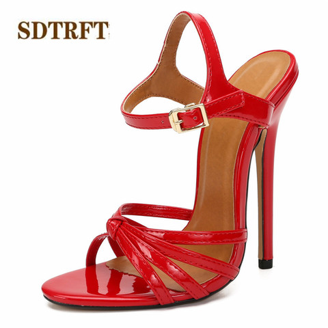 Sandalias de fiesta SDTRFT con tiras cruzadas de verano elegantes de 14cm con tacones finos, zapatos de vestir para Mujer, zapatos de tacón sexy de Punta abierta para Mujer Plus: 37-47 48 ► Foto 1/6