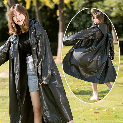 Chubasquero de EVA para hombre, Poncho impermeable grueso, impermeable, transparente, para acampar, impermeable con capucha ► Foto 1/6