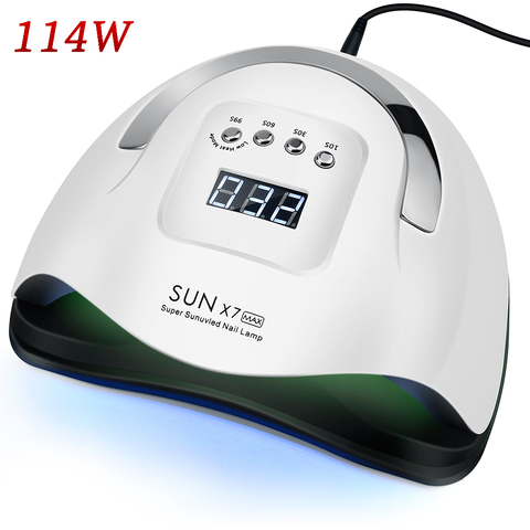 114W SUNX7 MAX UV lámpara LED para secado de uñas para todos los geles 57 LED secador lámpara polaco luz de sol temporizador 10/30/60s para secador de uñas ► Foto 1/6