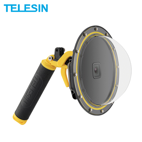 TELESIN-Puerto de cúpula para Gopro Hero 9, funda carcasa impermeable negra con mango flotante Bobber para cámara negra Hero9 ► Foto 1/6