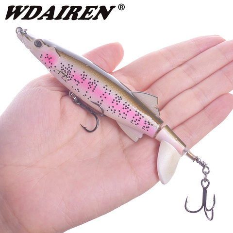 WDAIREN Whopper Popper 13cm 16g señuelo de pesca Topwater cebo Artificial duro Plopper suave cola rotatoria aparejo de pesca de Lucio Geer ► Foto 1/6