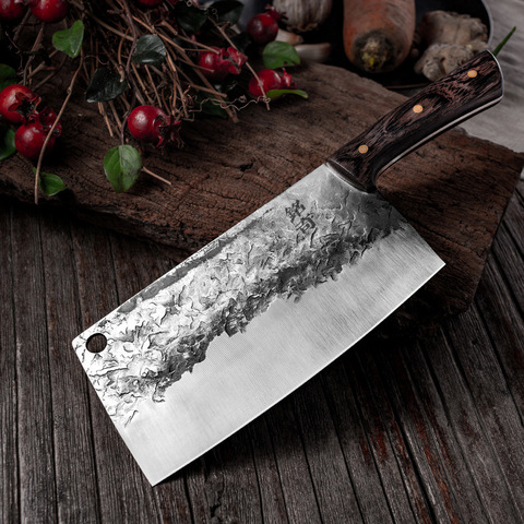 Cuchillo de cocina hecho a mano de acero inoxidable 5Cr15, utensilio de cocina chino para cortar y cortar, 58HRC ► Foto 1/1