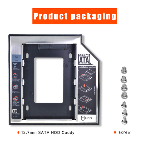 TISHRIC Universal de 9,5mm/12,7mm SATA portátil unidad óptica soporte Optibay HDD Caddy/para 2,5 