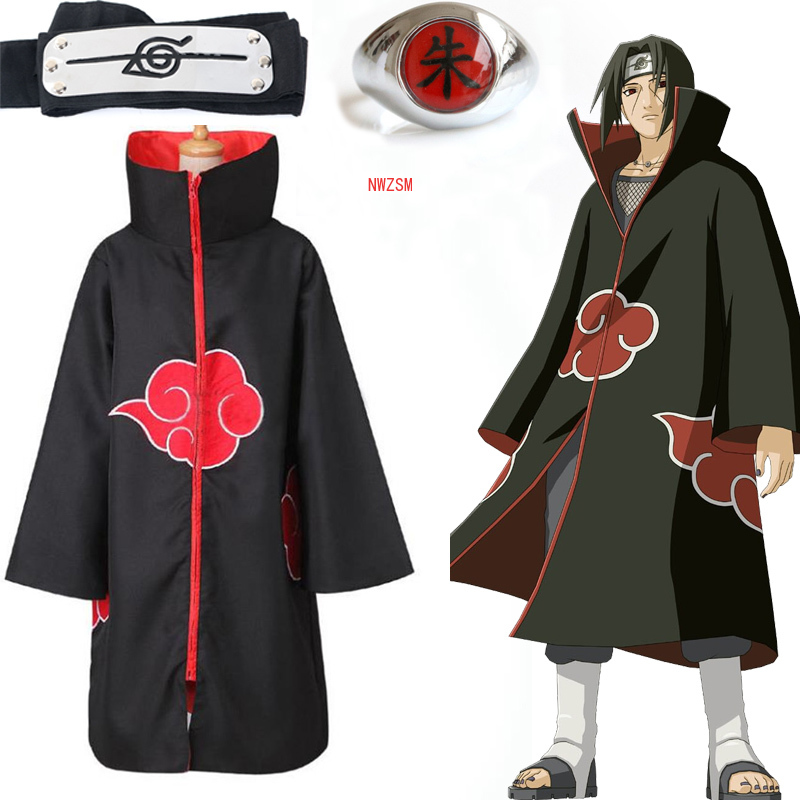 Anime Naruto Akatsuki vestido deDisfraz en forma de manto Uchiha Itachi anillo diadema regalos de hombres Sasuke capa traje del Carnaval de Halloween #Ring 