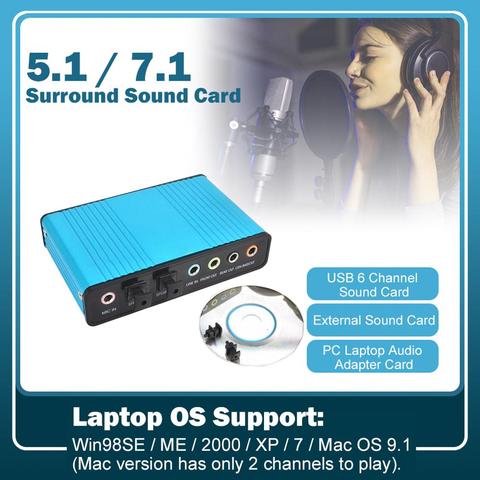 VAORLO-tarjeta de sonido USB 5,1 de 6 canales, adaptador de Audio externo óptico envolvente para PC, portátil, escritorio, tableta, chorro de sonido ► Foto 1/6