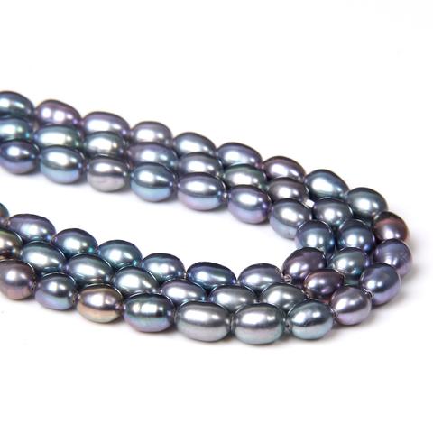 Perlas de colores naturales y negras de 3-3,8mm de grado AA perlas de agua dulce ovaladas de arcoíris para fabricación de joyería DIY, pulsera de 14'' ► Foto 1/6