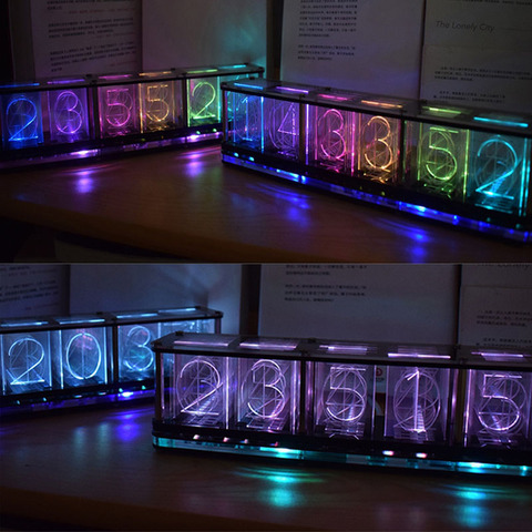 Tubo de tiempo que brilla en el tubo, reloj de tubo quasi-glow LED Digital a todo Color RGB, barra de luz nocturna, reloj de atmósfera, decoración del hogar, regalo ornamental ► Foto 1/1